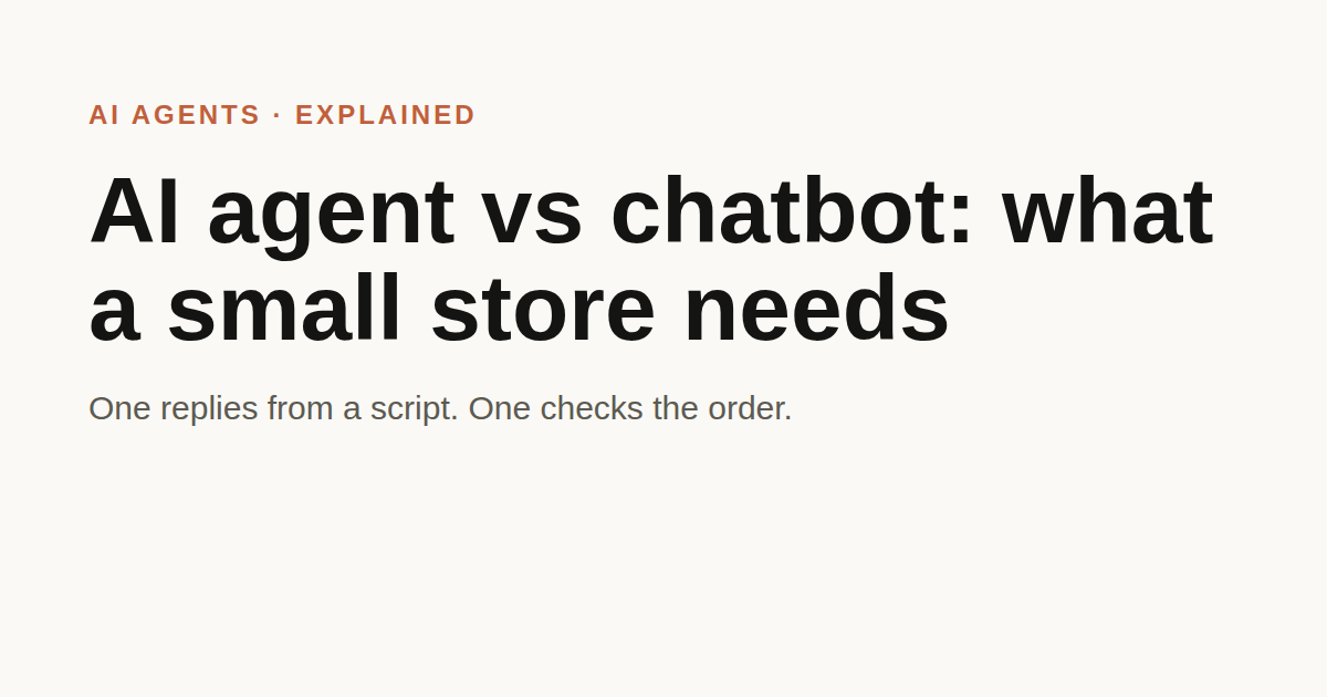 AI Agent vs Chatbot: What a Small Store Needs
