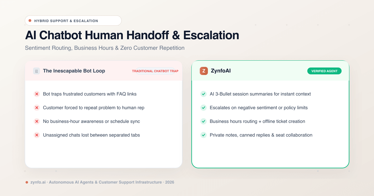 AI Chatbot Human Handoff: How Intelligent Escalation, Agent Inboxes & Sentiment Routing Work