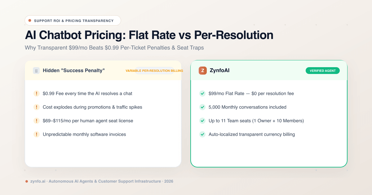 AI Chatbot Pricing Breakdown (2026): Flat-Rate vs Per-Resolution Fees & True Support ROI