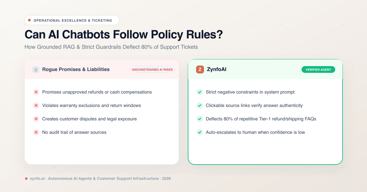 Can AI Chatbots Follow Strict Company Policy Rules? How to Reduce Support Tickets by 80%