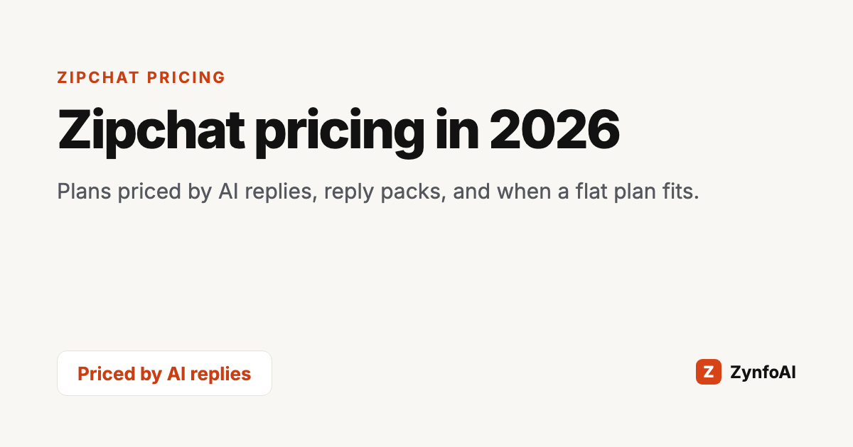 Zipchat Pricing (2026): Plans, Replies and a Flat Rate