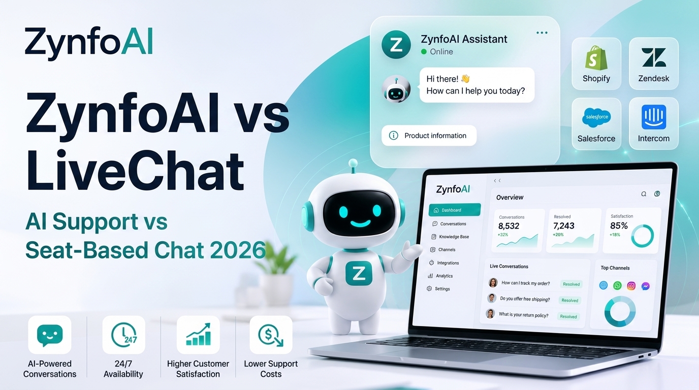 ZynfoAI vs LiveChat: Pricing & Features Comparison 2026